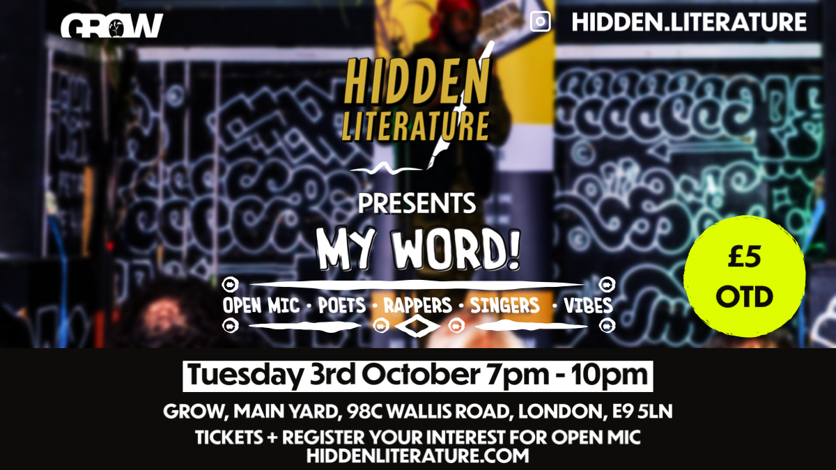 Hidden Literature MY WORD! Poetry & Music Night 03.10.23
