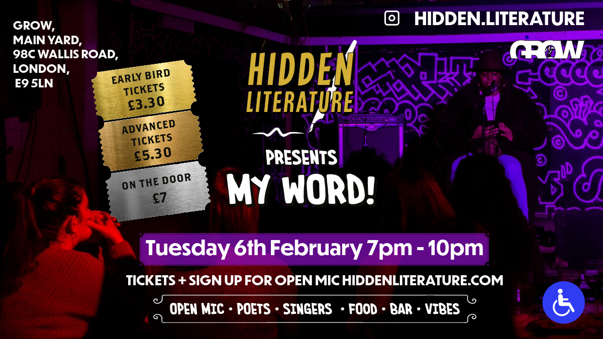Hidden Literature MY WORD! Poetry & Music Night 06.02.24