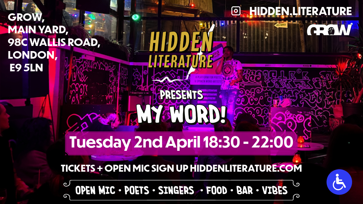 Hidden Literature MY WORD! Poetry & Music Night 02.04.24