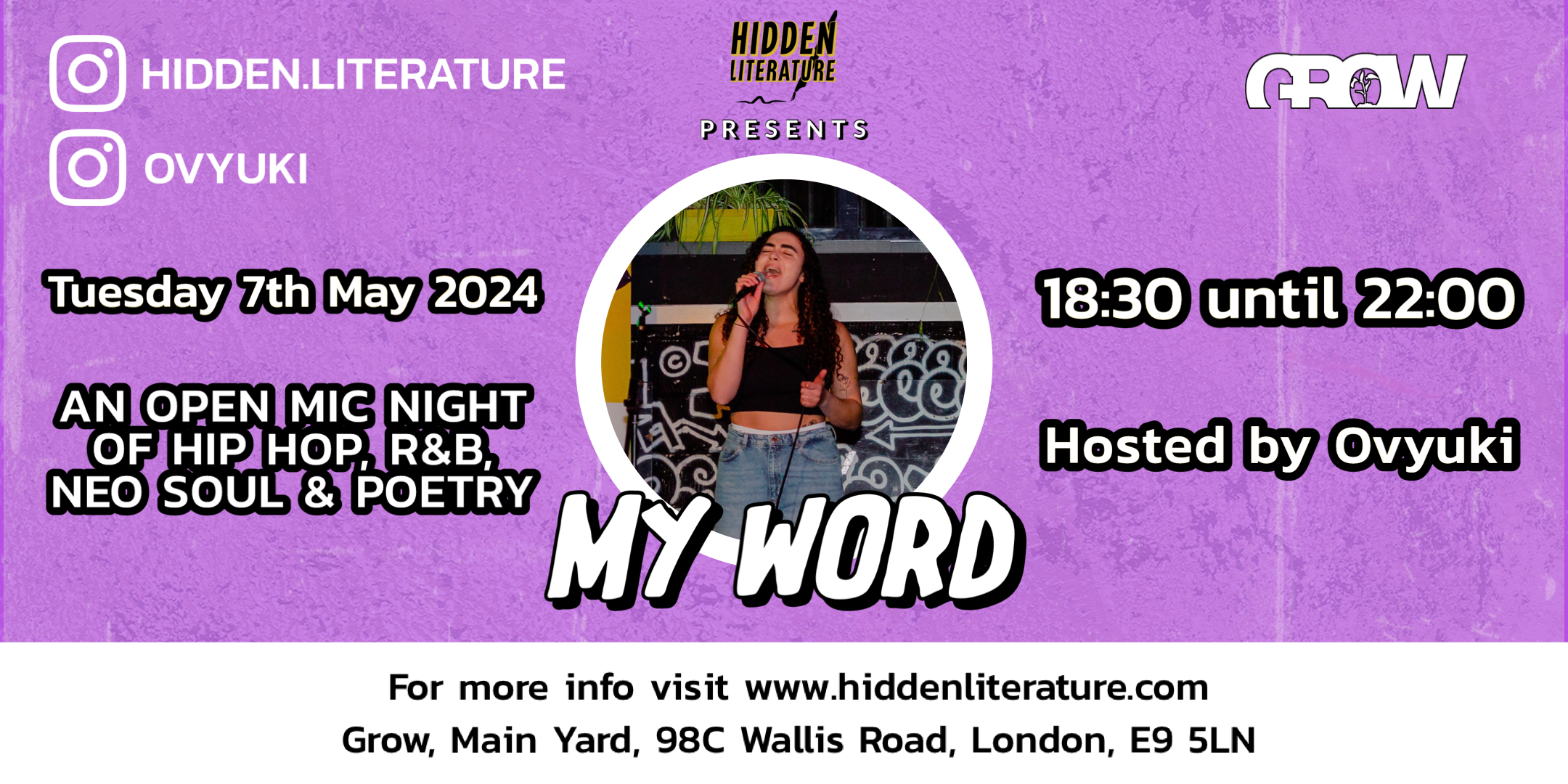 Hidden Literature MY WORD Poetry & Music Night 07.05.24